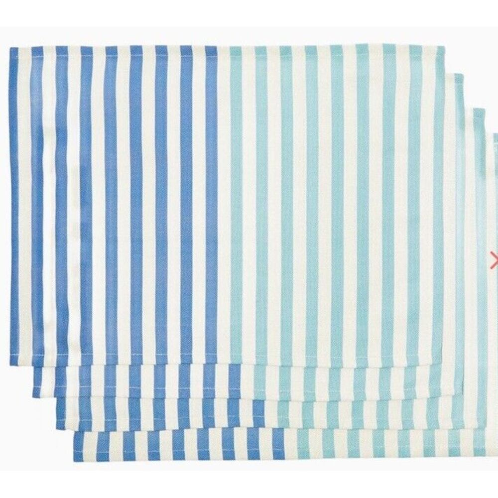 Katie Kime Set of 4 Placemats 14" x 19" Blue Striped Nautical New Sealed
